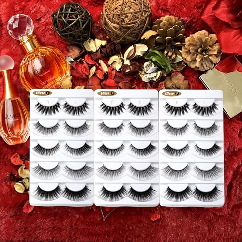 Eliace 3D Mink Lashes Natural Look 5 Mixed Styles 15 Pairs Fake Eyelashes Bulk Pack Handmade Luxurious Volume Fluffy Natural Eyelashes Comfortable and Soft Strip False Eye lashes for Women - Image 2