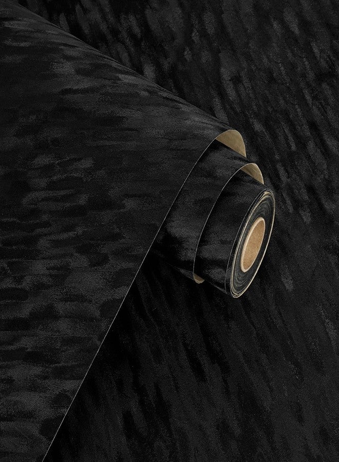 WESTICK Black Self Adhesive Velvet Flocking Drawer Liner for Cabinet Dresser Soft Velvet Fabric Contact Paper Textured Felt Flocked Wallpaper Peel and Stick for Crafts Shelf Liner Felt Roll 12"X80" - Image 1