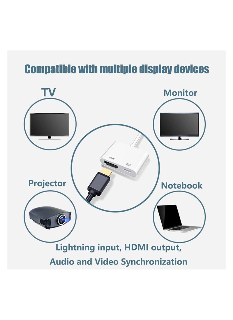 Generic - MFi Certified] Lightning to HDMI, Lightning to 1080P Audio Digital AV Adapter, 4K Video HDMI Sync Screen Connector with Charging Port for iPhone 11/XS/XR/X/8 7, iPad on HD TV/Monitor/Projector - Image 1
