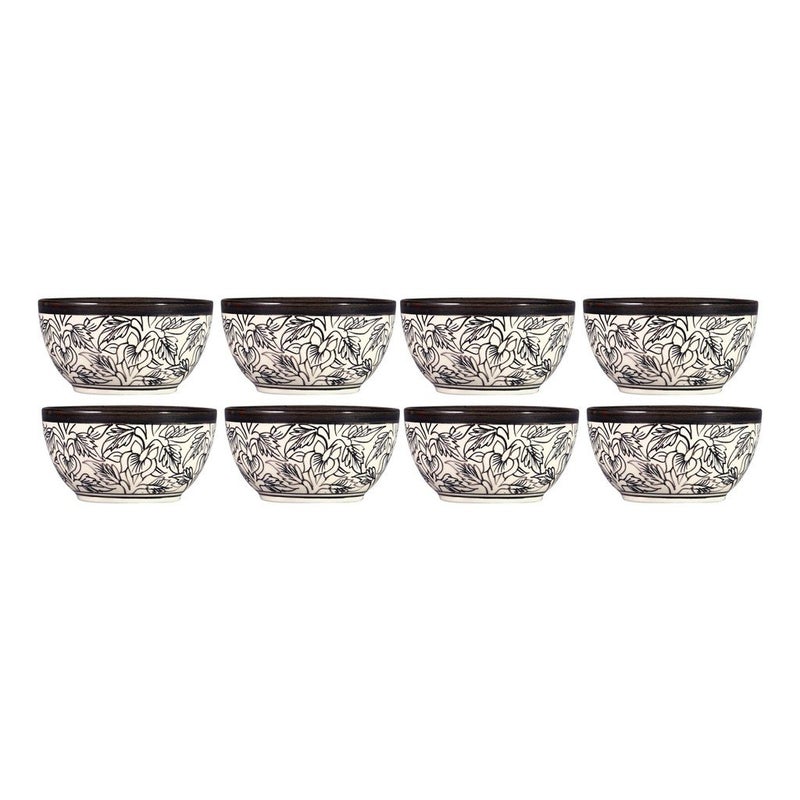 Caffeine Ceramic Handmade Black Perru Katori Bowl (Set of 8) - Image 1