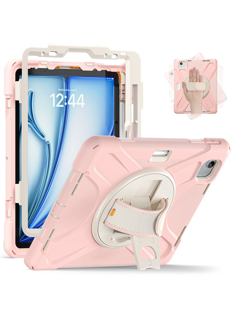 روك بو جراب لجهاز iPad Air 11 بوصة (M3/M2) 2025/2024، iPad Air 5 10.9 بوصة (2022)/Air 4 10.9 بوصة (2020) وiPad Pro 11 بوصة (2022/2021/2020/2018) مصنوع من السيليكون عالي التحمل عالي الجودة مع حامل قلم رصاص وحامل دوار 360 درجة لجهاز Air 11 بوصة/Pro 11 بوصة (2022-2018)/Air 10.9 بوصة - Image 1