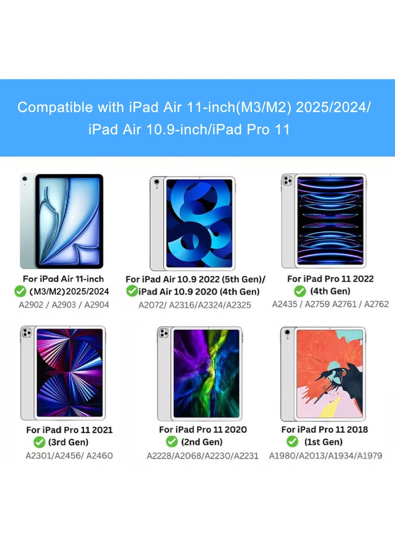 روك بو جراب لجهاز iPad Air 11 بوصة (M3/M2) 2025/2024، iPad Air 5 10.9 بوصة (2022)/Air 4 10.9 بوصة (2020) وiPad Pro 11 بوصة (2022/2021/2020/2018) مصنوع من السيليكون عالي التحمل عالي الجودة مع حامل قلم رصاص وحامل دوار 360 درجة لجهاز Air 11 بوصة/Pro 11 بوصة (2022-2018)/Air 10.9 بوصة - Image 2