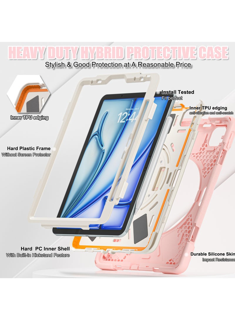 روك بو جراب لجهاز iPad Air 11 بوصة (M3/M2) 2025/2024، iPad Air 5 10.9 بوصة (2022)/Air 4 10.9 بوصة (2020) وiPad Pro 11 بوصة (2022/2021/2020/2018) مصنوع من السيليكون عالي التحمل عالي الجودة مع حامل قلم رصاص وحامل دوار 360 درجة لجهاز Air 11 بوصة/Pro 11 بوصة (2022-2018)/Air 10.9 بوصة - Image 3