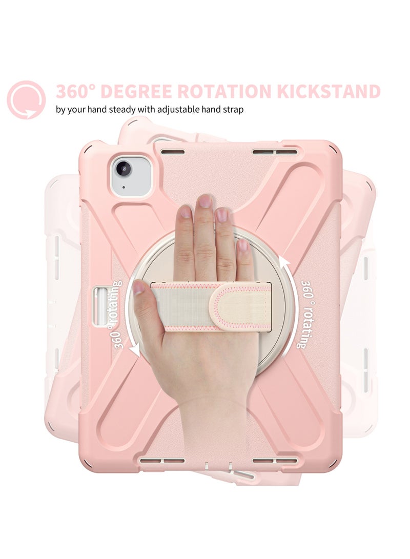 روك بو جراب لجهاز iPad Air 11 بوصة (M3/M2) 2025/2024، iPad Air 5 10.9 بوصة (2022)/Air 4 10.9 بوصة (2020) وiPad Pro 11 بوصة (2022/2021/2020/2018) مصنوع من السيليكون عالي التحمل عالي الجودة مع حامل قلم رصاص وحامل دوار 360 درجة لجهاز Air 11 بوصة/Pro 11 بوصة (2022-2018)/Air 10.9 بوصة - Image 4