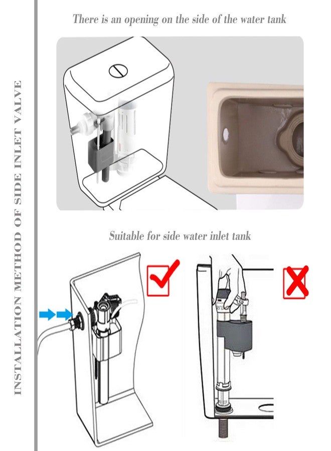 Doublelife White Silent Side Inlet 1/2BSP Side Entry Fill Valve Brass Thread for Side Entry Toilet Cisterns - Image 5