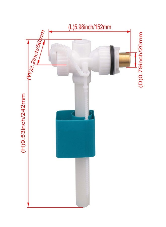Doublelife White Silent Side Inlet 1/2BSP Side Entry Fill Valve Brass Thread for Side Entry Toilet Cisterns - Image 4