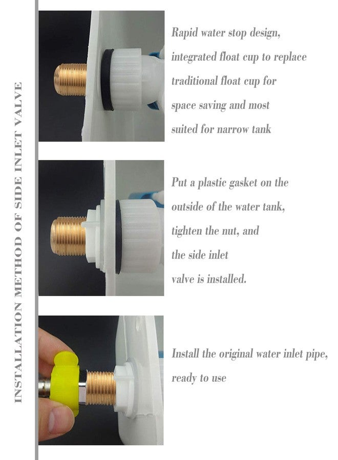 Doublelife White Silent Side Inlet 1/2BSP Side Entry Fill Valve Brass Thread for Side Entry Toilet Cisterns - Image 2