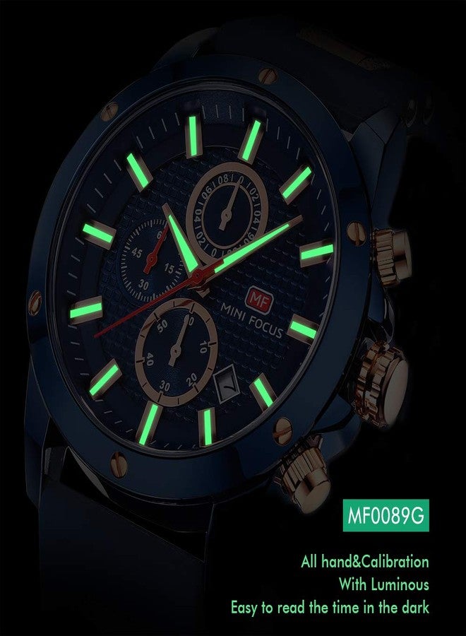 MF MINI FOCUS Mens Watch Casual Sports Watches (Chronograph/Waterproof/Luminous/Calendar) Silicon Band Fashion Quartz Watch for Men (All-Black) - Image 4