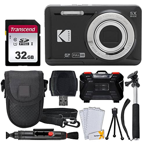 Photo4Less كاميرا Kodak PIXPRO FZ55 الرقمية (أسود) + بطاقة ذاكرة 32 جيجابايت + حقيبة كاميرا نقطة وتصوير + monopod قابل للتمديد + قلم تنظيف العدسة + واقيات شاشة LCD + حامل ثلاثي القوائم للسطح - حزمة نهائية - Image 1