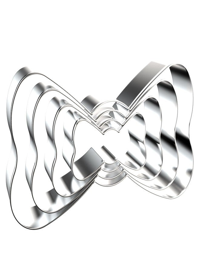 QAAQS Bow Tie Cookie Cutter Set - 5 inch, 4 inch, 3 inch, 2 inch - 4 Piece Little Man Father's Day Cookie Cutters Shapes Molds - Stainless Steel - Image 1