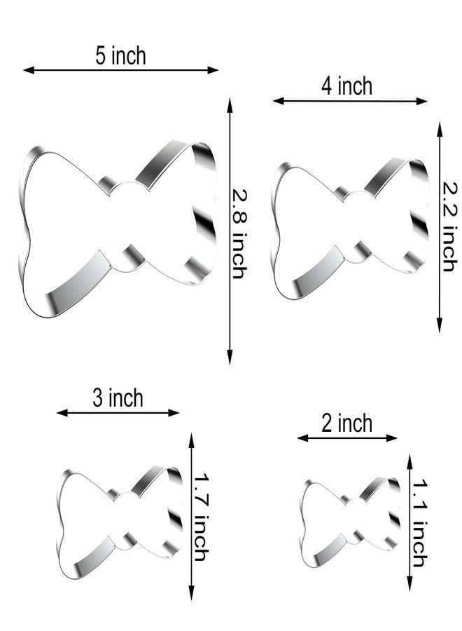 QAAQS Bow Tie Cookie Cutter Set - 5 inch, 4 inch, 3 inch, 2 inch - 4 Piece Little Man Father's Day Cookie Cutters Shapes Molds - Stainless Steel - Image 2