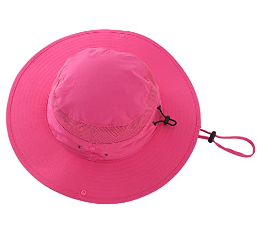 Connectyle قبعة شمسية شبكية خارجية من كونكتايل بحافة عريضة لحماية من الشمس قبعة صيفية للصيد والصيد والتنزه والبستنة باللون الوردي الأحمر - Image 3