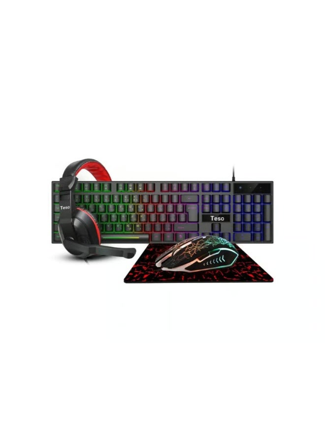 Teso Gaming Bundle 4 in 1 with RGB Light, Gaming Keyboard and Mouse, Gaming Headset, Mouse Pad - Image 1