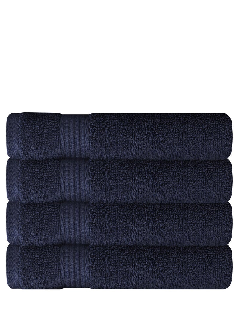 REZLAN UAE REZLAN Premium 4-Piece Hand Towel Set - 100% Cotton (40×60 cm/16×24 in) - Soft & Absorbent - NAVY  - Image 1