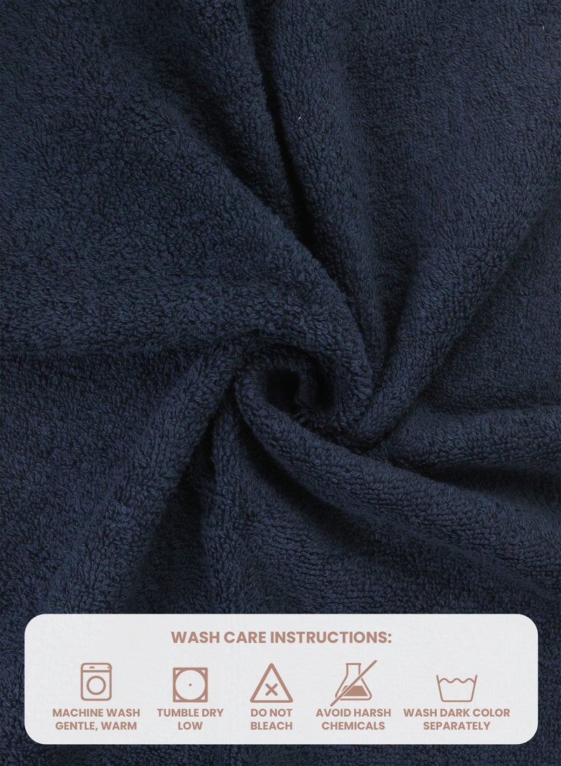 REZLAN UAE REZLAN Premium 4-Piece Hand Towel Set - 100% Cotton (40×60 cm/16×24 in) - Soft & Absorbent - NAVY  - Image 2