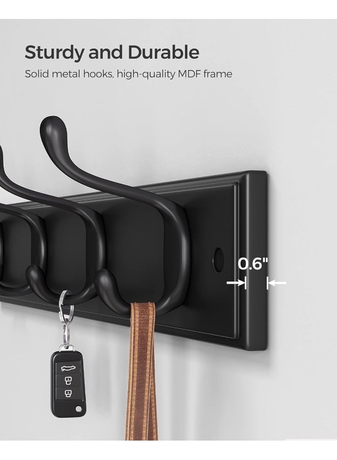 SONGMICS Wall-Mounted Coat Rack, Hook Rack, 4 Dual Metal Hooks, for Coats, Bags, Keys, in The Entryway, Bedroom, Living Room, Black - Image 4