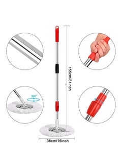 Vitacelli Spin Mop Stainless Steel With Bucket 360 Degree Rotating Red/Black 45x25x22centimeter  - Image 3