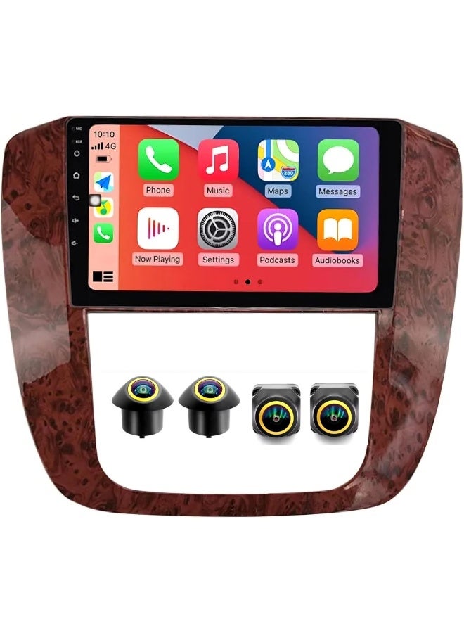 Vierex Car Stereo Radio for GMC Yukon Chevrolet Chevy Tahoe Suburban 2007-2012 GMC Android Screen With Apple Carplay Android Auto Wireless WiFi DSP FM&AM BT AHD Camera Included (4+32GB 360D Cameras) - Image 1