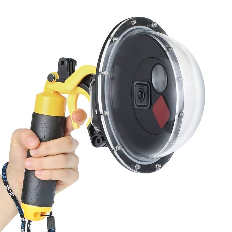 SOONSUN Dome Port for GoPro Hero 5 6 7 Black, Underwater Dome Lens with Waterproof Housing Case Built-in Switchable Red Filter, 10x Close-up Macro Filter and Standard Mode - Image 1
