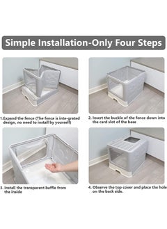 BLOOMING TIME Two-Way Foldable Drawer-Type Cat Litter Box - Space-Saving and Stylish Grey Design  - Image 4