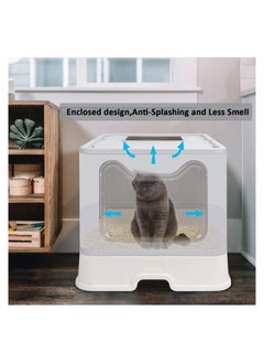 BLOOMING TIME Two-Way Foldable Drawer-Type Cat Litter Box - Space-Saving and Stylish Grey Design  - Image 3