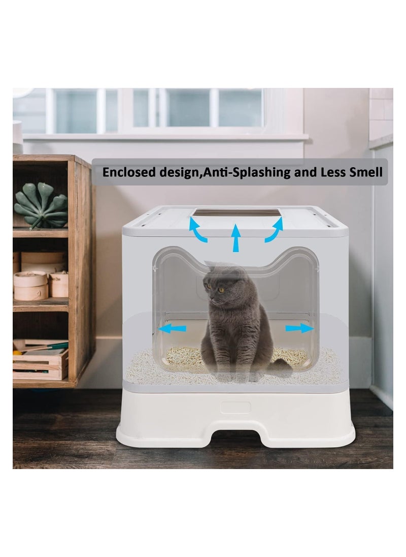 BLOOMING TIME - Two-Way Foldable Drawer-Type Cat Litter Box - Space-Saving and Stylish Grey Design - Image 1