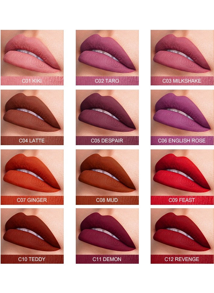 IMAGIC - IMAGIC Velvet Lipgloss | 12 Vibrant Colors | Long-Lasting, Highly Pigmented Formula | Soft Applicator for Easy Application (C12 REVENGE, 7ML) - Image 1