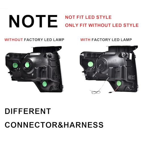 GPLUS G-PLUS Headlights Assembly, Compatible with Ford F150 2009 2010 2011 2012 2013 2014 (NOT Fit LED Style,Only Fit without LED Style) bumper Headlamp Clear lens Chrome Housing Clear Reflector - Image 2