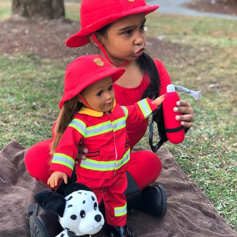 Playtime by Eimmie 18 Inch Doll Clothes - Firefighter Outfit  Matching Hat & Pet Dog Accessories Set - Outfits Fit American  Generation & Similar 18  Girls Dolls - Clothing Sets & Stuff for My Doll - Image 2