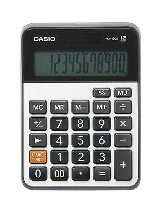 CASIO MX120B 12-Digit Basic Calculator Silver/Grey/Black - Image 1
