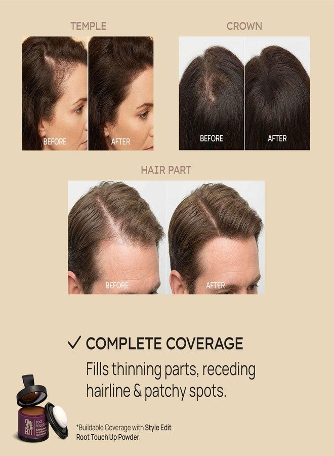 Style Edit Hair Building Fibers for Thinning Hair | Conceals Receding Hairlines, Fine Hair & Bald Spots for Fuller looking hair, 100% Plant-Based Thickening Powder for Men & Women, Dark Brown 0.88oz - Image 5
