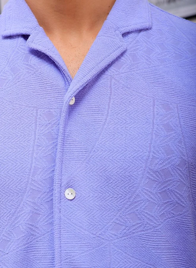 The Indian Garage Co Men Slim Fit Solid Half Sleeves Cuban Collar Resort Wear Shirt