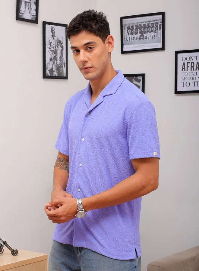 The Indian Garage Co Men Slim Fit Solid Half Sleeves Cuban Collar Resort Wear Shirt