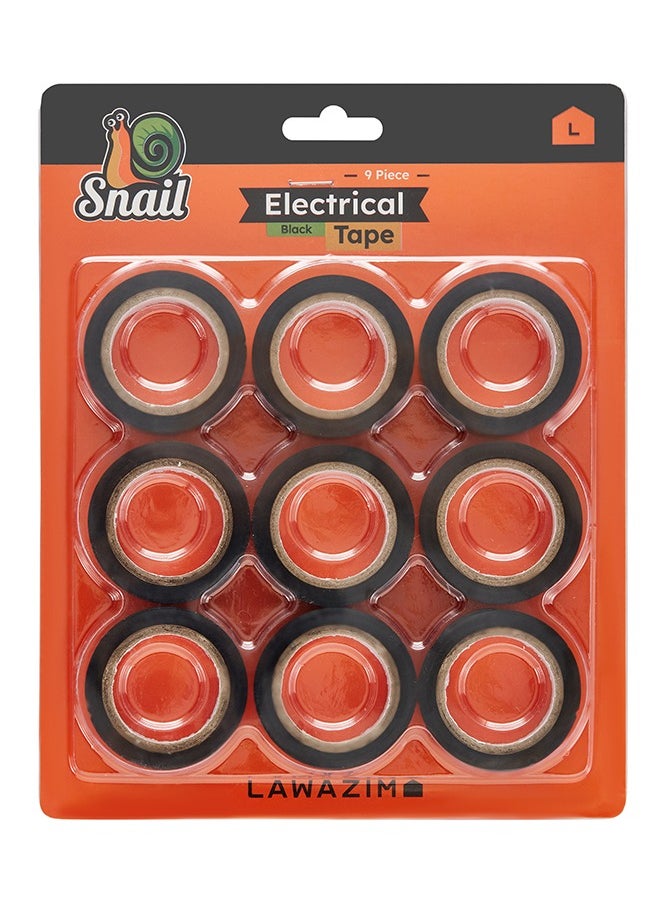 LAWAZIM Snail Electrical Tape-9 Piece Black-Moisture Heat Abrasion Resistant Vinyl Tape with Strong Adhesive-for Electrical Insulation Wire Splicing Cable Bundling Home Improvement and Industrial Applications  - Image 1