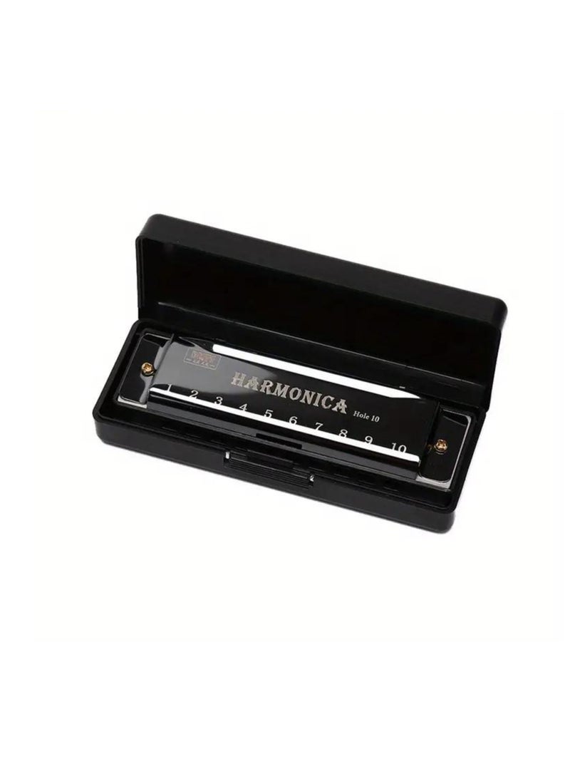 Megarya Harmonica Musical Instrument Beginner Teaching Playing Gift Copper Core Resin Harmonica (Black)  - Image 1