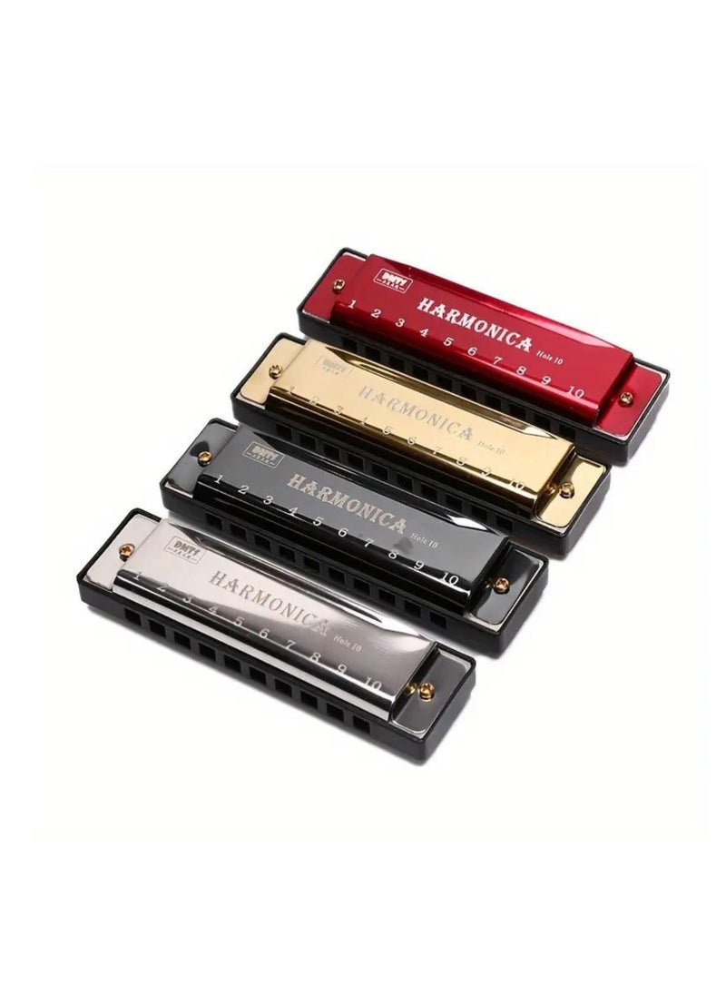 Megarya Harmonica Musical Instrument Beginner Teaching Playing Gift Copper Core Resin Harmonica (Black)  - Image 2
