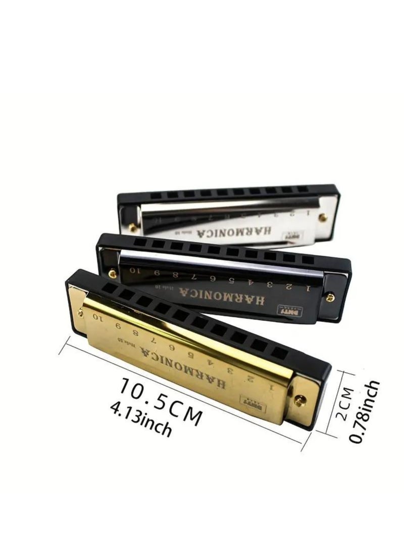 Megarya Harmonica Musical Instrument Beginner Teaching Playing Gift Copper Core Resin Harmonica (Black)  - Image 5