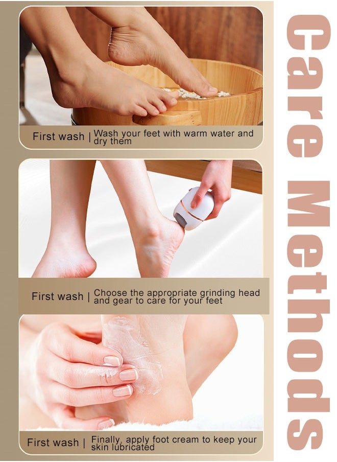 Super ZYouth - Electric Feet Callus Remover, Rechargeable Grinding Pedicure Tools with 2 Coarse Head to Remove Thick Dead Skin on The Heels for Feet Hands White - Image 1