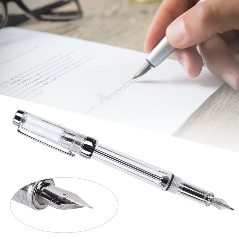 Large Capacity Fountain Pen Transparent Business Writing Pen Office School Supplies 0.5mm NibTransparent Brown - Image 1