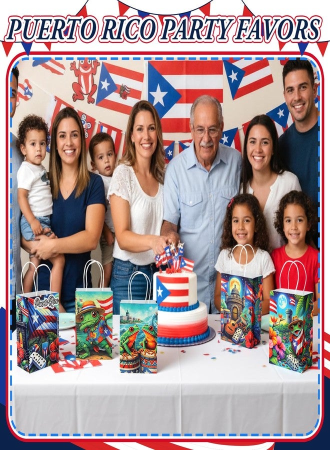 TaoBary 25 Pcs Puerto Rico Party Decorations Gift Bag with Handles Tropical Puerto Rican Flag Coqui Frog Souvenirs Gift Paper Bag Bulk for Patriotic Festival Birthday Party Supplies (Coqui Frog - Image 4