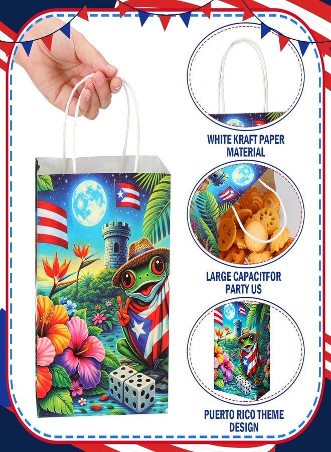 TaoBary 25 Pcs Puerto Rico Party Decorations Gift Bag with Handles Tropical Puerto Rican Flag Coqui Frog Souvenirs Gift Paper Bag Bulk for Patriotic Festival Birthday Party Supplies (Coqui Frog - Image 5