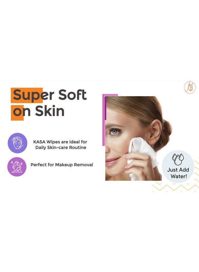 Kasa 8X8 Soft, Lofty, Organic Cotton Wipes For Baby Care, Makeup Removal, Household Cleaning, Medical Use And Pet Care. 1 Pack - 50 Wipes. (100) - Image 5