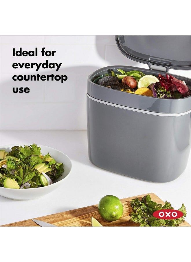 OXO OXO Good Grips EASY-CLEAN COMPOST BIN - CHARCOAL - 1.75 GAL/6.62 L, Plastic, 8.3"L x 10.15"W x 12"H  - Image 3