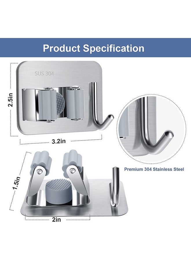 Boniry Adhesive Mop Holder and Broom Holder Wall Mounted Steel | Broom Stick Holder Wall Mounted for Home No Drilling | Broom & Mop Organizer- Green Colour (Silver 5) - Image 4