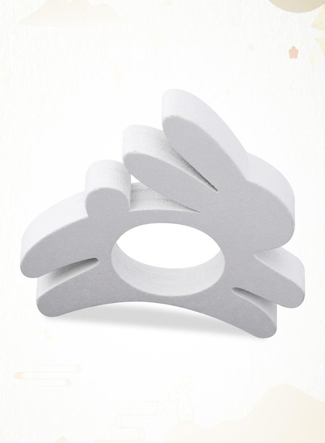 Gosknor Easter Bunny Napkin Rings Set of 6, Simple Wooden Rabbit Napkin Holders for Easter Dinner Decoration Spring Wedding Party Table Settings Decor(White) - Image 4