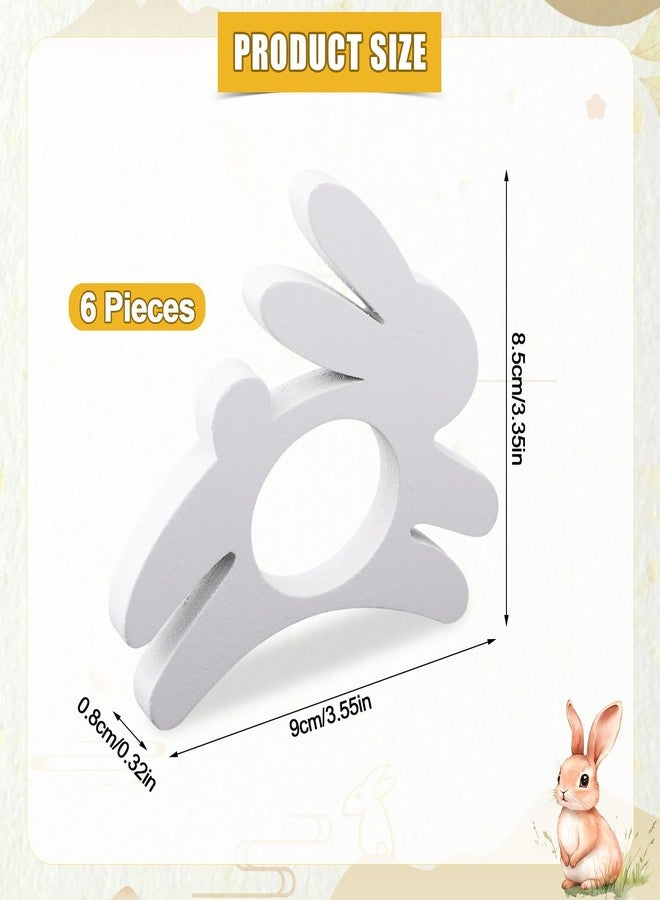 Gosknor Easter Bunny Napkin Rings Set of 6, Simple Wooden Rabbit Napkin Holders for Easter Dinner Decoration Spring Wedding Party Table Settings Decor(White) - Image 2