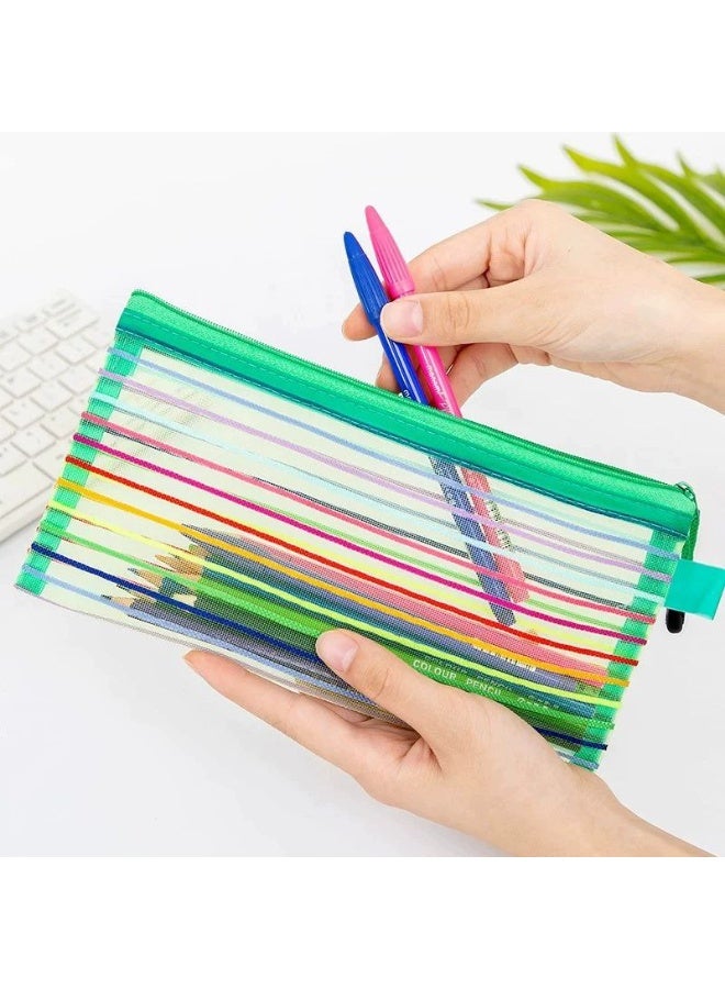 حقيبة أقلام رصاص شفافة صغيرة ملونة من ium،بسيطة للطلاب، حقيبة مستحضرات التجميل النسائية، حقيبة مستحضرات التجميل للسفر، سهلة التخزين - Image 1