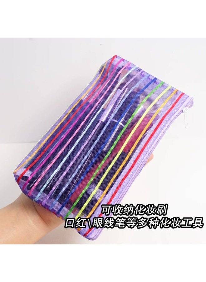 حقيبة أقلام رصاص شفافة صغيرة ملونة من ium،بسيطة للطلاب، حقيبة مستحضرات التجميل النسائية، حقيبة مستحضرات التجميل للسفر، سهلة التخزين - Image 2