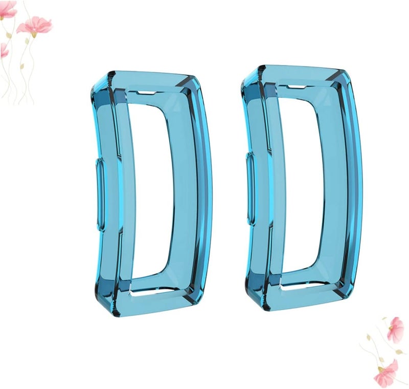 Waterproof TPU Protective Case for Inspire HR Anti-Scratch Hollow Cover for Watch Sky-Blue 2-Piece Set - Image 5