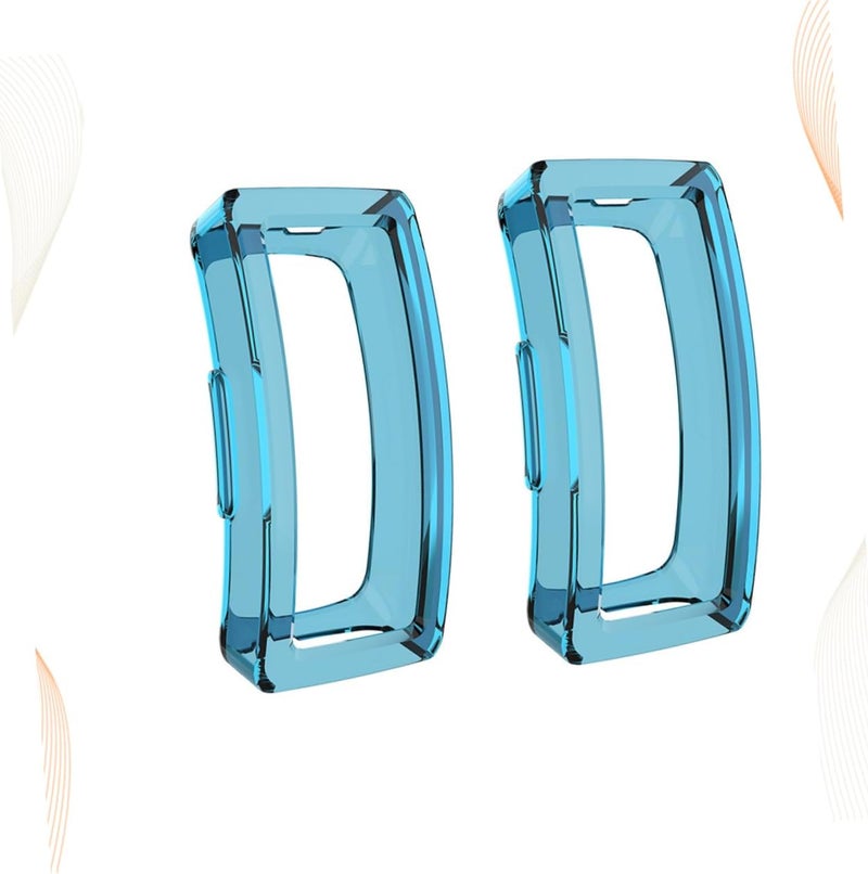 Waterproof TPU Protective Case for Inspire HR Anti-Scratch Hollow Cover for Watch Sky-Blue 2-Piece Set - Image 2